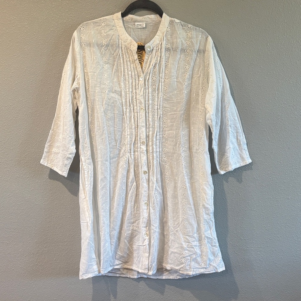 Stelle White Button Down Casual Dress